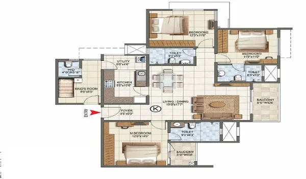 Featured Image of Embassy Knowledge Park 2.5 BHK Apartment Floor Plan